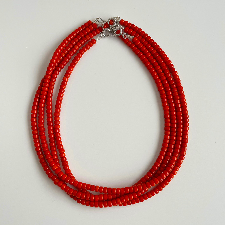 coral red necklace